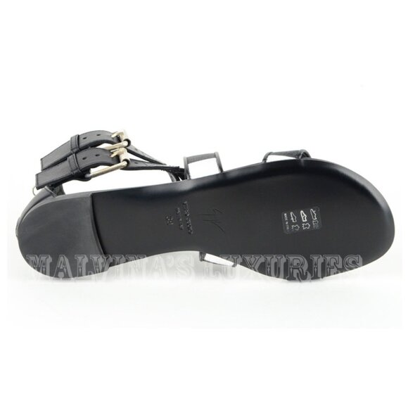 GIUSEPPE ZANOTTI SHOES GLADIATOR CANVAS & LEATHER BLACK & WHITE